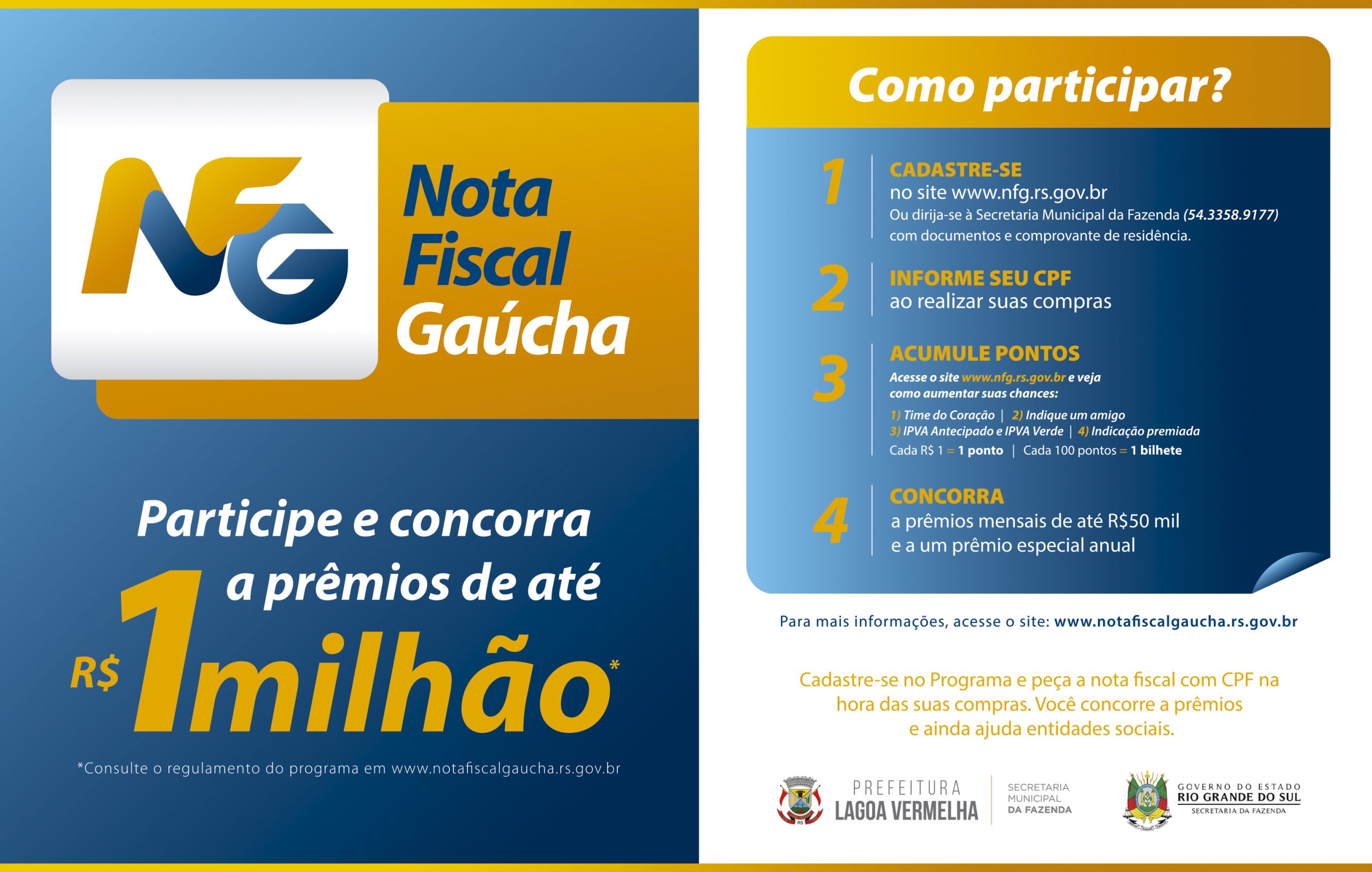 Secretaria da Fazenda divulga ganhadores do mês de março da Nota Fiscal Gaúcha